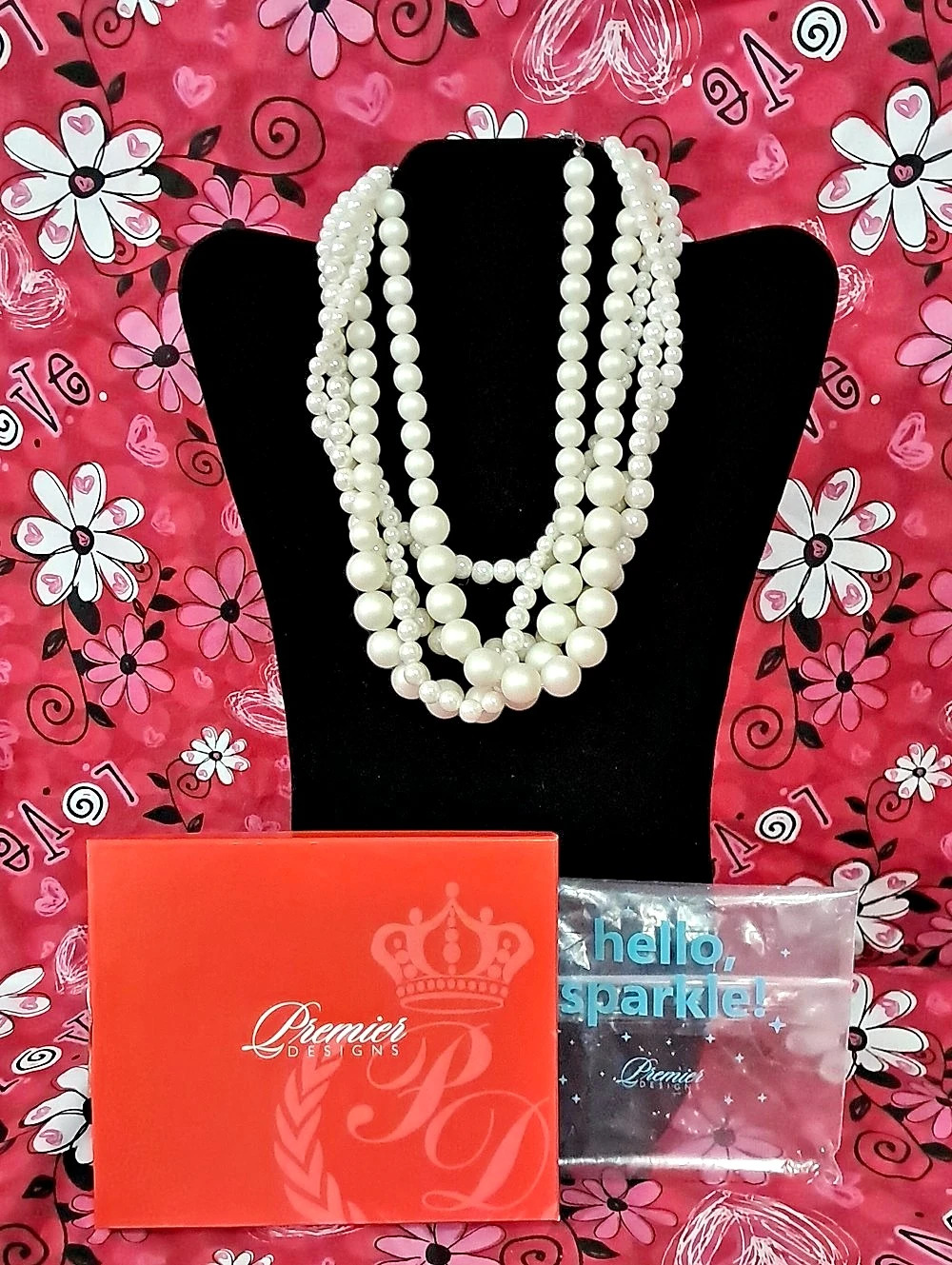 Premier Designs Elizabeth Multi-Strand Faux Pearl Necklace New